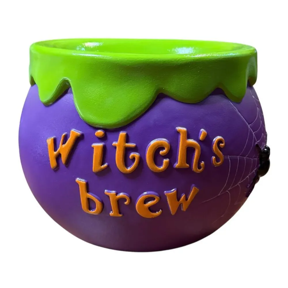 Mr. Christmas Halloween Cauldron Purple Green Orange Lit Blow Mold Candy Bowl